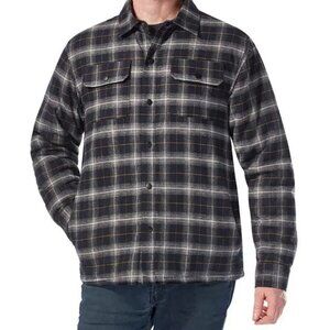 Rugged Elements Men's Navy Plaid Lined Quilted Flannel Shirt Jacket Size L